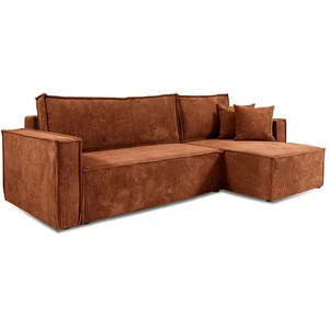 Petits meubles Canapé d'angle réversible convertible 3 places bois de pin terracotta pas cher