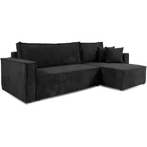 Petits meubles Canapé d'angle réversible convertible 3 places bois de pin noir pas cher
