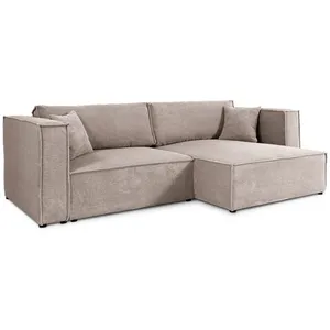 Petits meubles Canapé d'angle réversible convertible 3 places bois de pin taupe pas cher