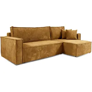 Petits meubles Canapé d'angle réversible convertible 3 places bois de pin jaune pas cher
