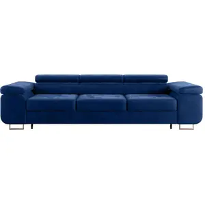 Canapé convertible Petits meubles - Lyam - 275 x 100 x 69cm - Bleu pas cher