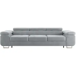 Petits-meubles - Canapé Convertible 3 Places Lyam Gris Clair pas cher