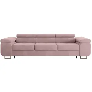 Petits-meubles - Canapé Convertible 3 Places Wilson Velours Rose pas cher