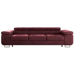 Petits-meubles - Canapé convertible 3 places Wilson velours Bordeaux pas cher
