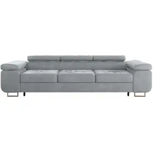 Canapé convertible 3 places Wilson velours Gris pas cher