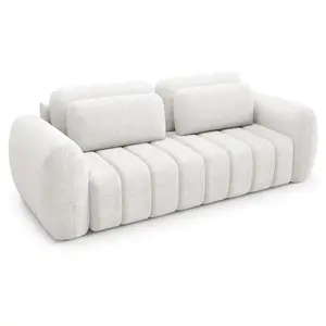Canapé 3 places Petits-meubles - Cesar - 266 x 110 x 95cm - Blanc pas cher