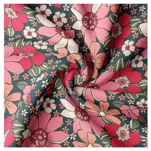 Tissu coton fleuri sur fond bleu vendu au mètre(...) - sunflowerminuit