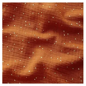 GENERIQUE TISSU GLIT DOUBLE GAZE PAILLETE OR vendu au mètre(...) - Rouille/or Orange
