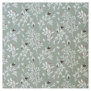GENERIQUE Tissu coton Bio feuillage blanc vendu au mètre(...) - Vert