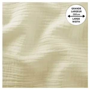 GENERIQUE Tissu coton double gaze gaufré grande largeur vendu au mètre(...) - 0 Ecru
