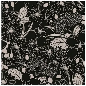 GENERIQUE Tissu viscose fleurs noir et blanc vendu au mètre(...) - joellenoir