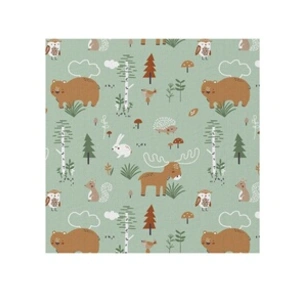 GENERIQUE Tissu enfant coton animaux dans la forêt vendu au mètre(...) - M Vert