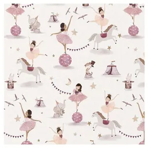 Tissu coton enfant danseuse équilibriste vendu au mètre - EQUILAAFBLAN...