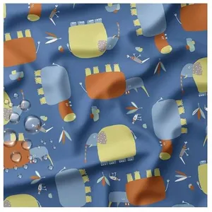 Tissu imperméable enfant sur fond bleu vendu au mètre(...) - 5,5 Bleu