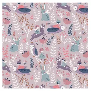 Tissu coton enfant fée dans les bois vendu au mètre(...) - 0008 Violet