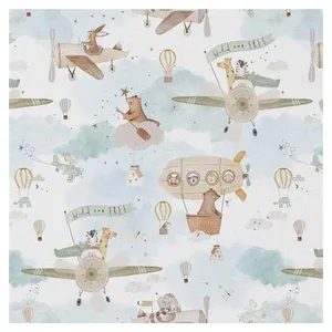Tissu coton enfant numérique aviateurs vendu au mètre(...) - 0001 Blan...