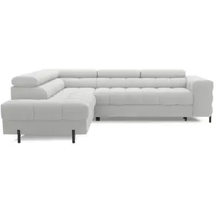 Comparateur de prix : Bestmobilier Elisa - canapé d'angle gauche 5 places convertible avec coffre et têtières réglables en tissu bouclette