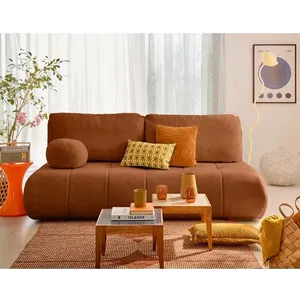 Bestmobilier Bowie - canapé 3 places convertible coffre + coussin rond inclus en tissu texturé pas cher