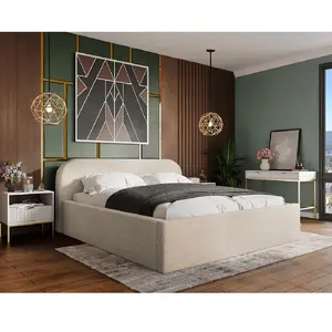 Orane - lit coffre - 160x200 cm - en tissu bouclette
