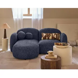 Lisa Design Velris - Canapé d'angle gauche 3 places en tissu moucheté pas cher