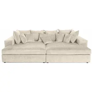 LISA DESIGN Collins - canapé droit 4 places avec double méridienne en velours texturé TU