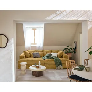 LISA DESIGN Collins - canapé droit 4 places avec double méridienne en velours texturé TU pas cher