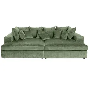 LISA DESIGN Collins - canapé droit 4 places avec double méridienne en velours texturé TU