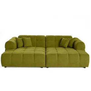 LISA DESIGN Ray - canapé droit 3 places avec double méridienne en velours texturé TU pas cher