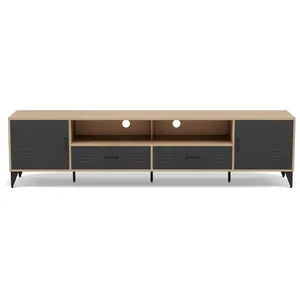 Comparateur de prix : Tribeca - meuble tv - bois et métal noir - 200 cm