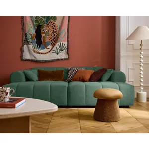 Lisa Design Ray - canapé droit 3 places avec double méridienne - assise profonde - en tissu texturé pas cher