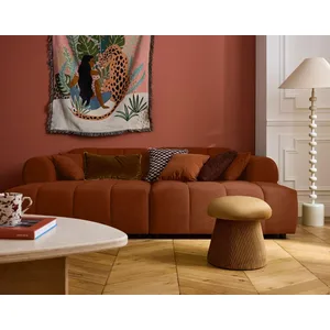 Lisa Design Ray - canapé droit 3 places avec double méridienne - assise profonde - en tissu texturé pas cher