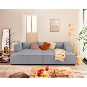 LISA DESIGN Stella - canapé droit 3 places avec double méridienne en velours côtelé TU pas cher