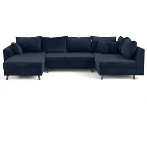 LISA DESIGN Rune - canapé panoramique d'angle droit 7 places en velours texturé TU