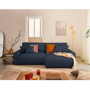 LISA DESIGN Pivoine - canapé d'angle 4 places réversible convertible avec 2 coffres en velours côtelé TU pas cher