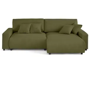 LISA DESIGN Pivoine - canapé d'angle 4 places réversible convertible avec 2 coffres en velours côtelé TU