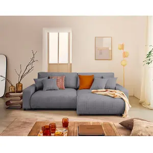 LISA DESIGN Pivoine - canapé d'angle 4 places réversible convertible avec 2 coffres en velours côtelé TU pas cher
