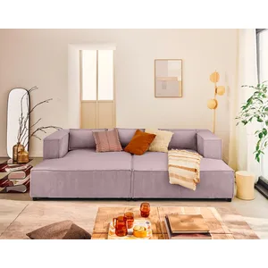LISA DESIGN Stella - canapé droit 3 places avec double méridienne en velours côtelé TU pas cher