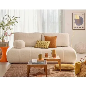 Bestmobilier Bowie - canapé 3 places convertible coffre + coussin rond inclus en tissu texturé pas cher