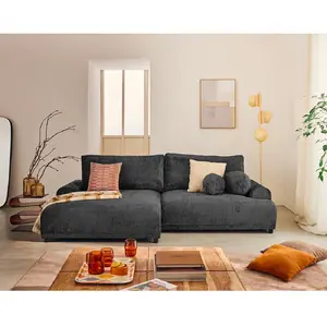 Comparateur de prix : LISA DESIGN Nelly - canapé d'angle gauche 4 places convertible avec coffre en velours texturé TU