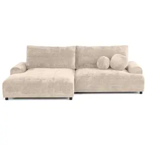 LISA DESIGN Nelly - canapé d'angle gauche 4 places convertible avec coffre en velours texturé TU pas cher