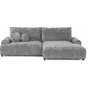 LISA DESIGN Nelly - canapé d'angle droit 4 places convertible avec coffre en velours texturé TU
