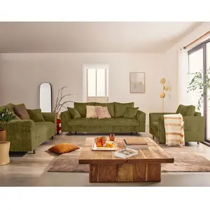 Lisa Design Rune - canapé droit 3 places en velours texturé pas cher