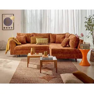 Lisa Design Rune - canapé d'angle droit 4 places en velours texturé