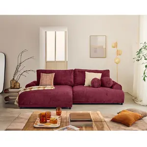LISA DESIGN Nelly - canapé d'angle gauche 4 places convertible avec coffre en velours texturé TU pas cher