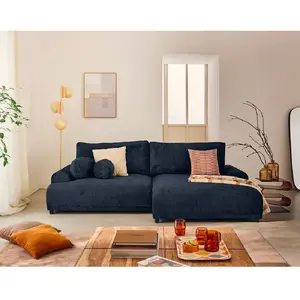 LISA DESIGN Nelly - canapé d'angle droit 4 places convertible avec coffre en velours texturé TU pas cher