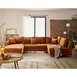 Lisa Design Rune - canapé panoramique d'angle droit 7 places en velours texturé pas cher