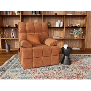 Bestmobilier Chandler - fauteuil relax électrique en velours texturé - terracotta pas cher