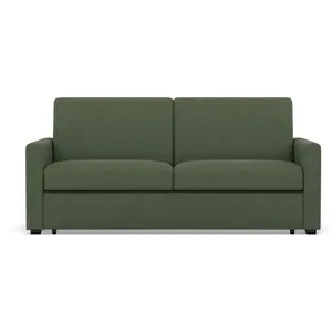 Bestmobilier Canapé droit convertible 3 places en tissu vert pas cher