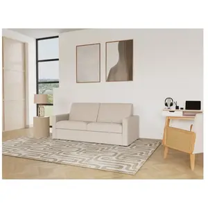Bestmobilier Canapé droit convertible 3 places en tissu beige pas cher