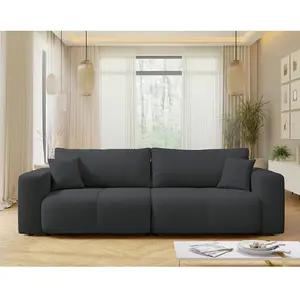 Bestmobilier Nicole - Canapé droit 3 places convertible avec coffre en tissu pas cher